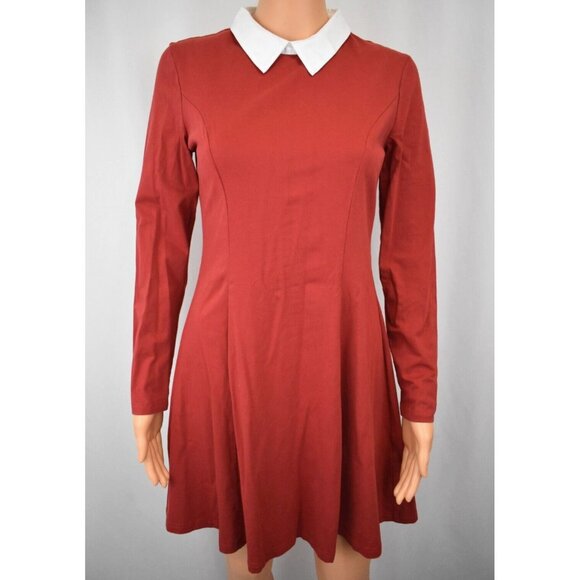 Torary Red Peter Pan Collar Skater Dress Women's M Academia Fit & Flare Holiday - Picture 10 of 10